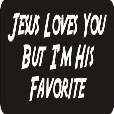 1080 Graphics 3 - Jesus Loves You But I'm His Favorite 1 1/4" x 3" Hard Hat Biker Helmet Stickers Bs375