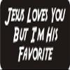 1080 Graphics 3 - Jesus Loves You But I'm His Favorite 1 1/4" x 3" Hard Hat Biker Helmet Stickers Bs375 view 1