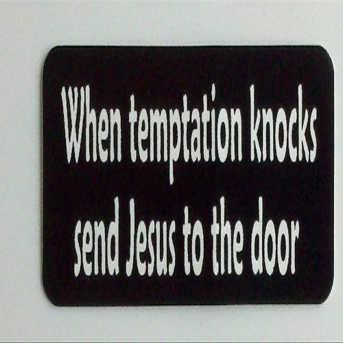 3 - When Temptation Knocks Send Jesus To The Door Christian Hard Hat/Helmet Stickers 1" x 2"