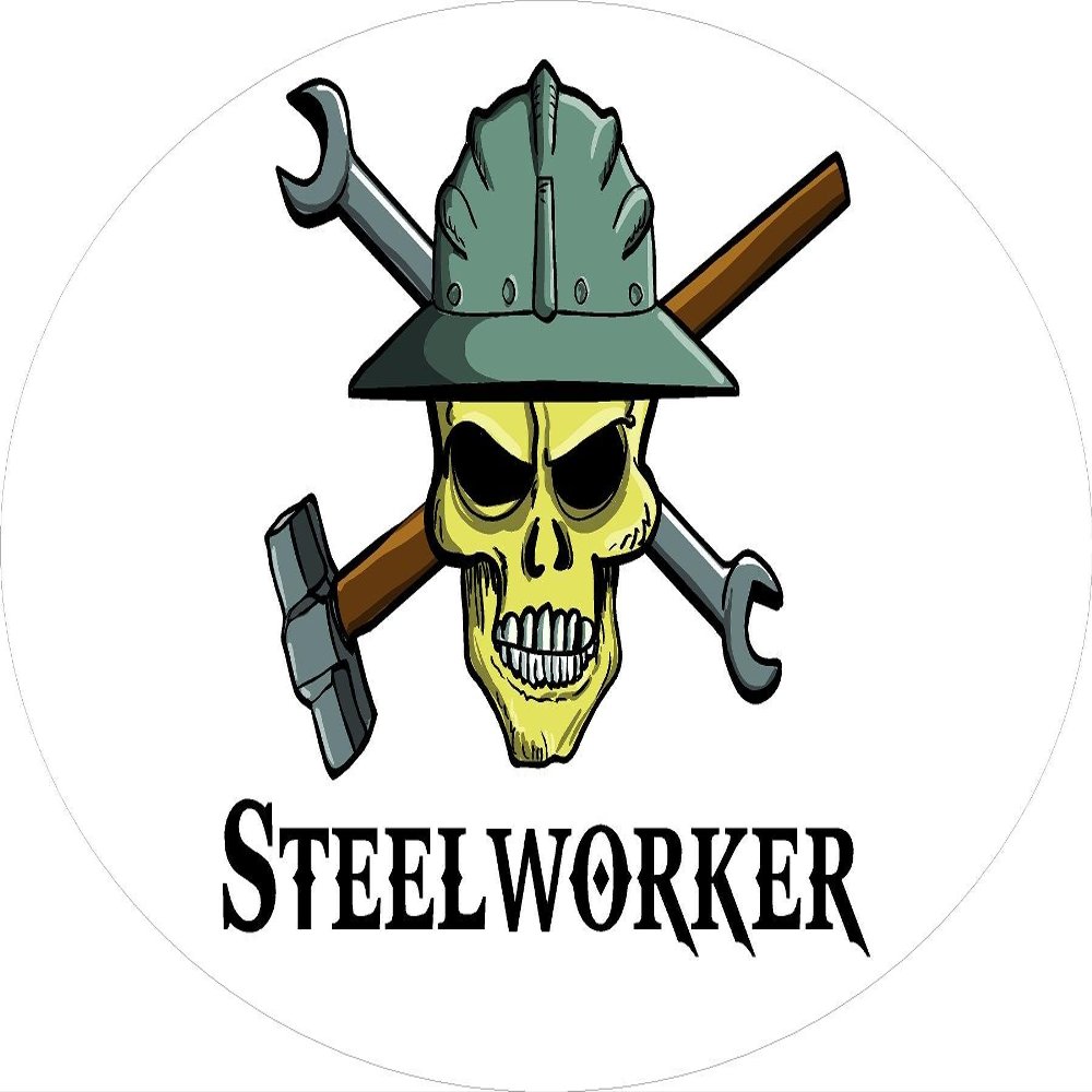 3 - Steelworker Skull Hard Hat/Helmet Stickers 1 1/2" x 3" H316