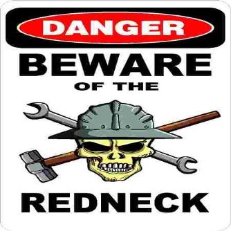 3 - Danger Beware of The Redneck 1.5" x 2.25" Hard Hat Stickers H367