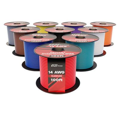 GS Power 1000ft CCA 14 Gauge Wire Automotive, 100ft Spool, 10 Colors, 14 AWG 12v, Speaker Electrical Wire Low Voltage Primary for Car Stereo Audio Amplifier Trailer Harness Hookup Wiring DIY