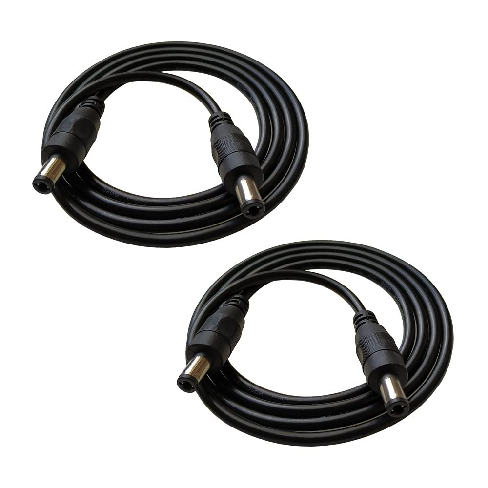 DZYDZR 2pcs 1 Meter 2.1mm x 5.5mm DC 12V Adapter Cable DC Plug Extension Cable Male to Male Black, for LED, CCTV, Car, Monitors, and More (3.3ft)