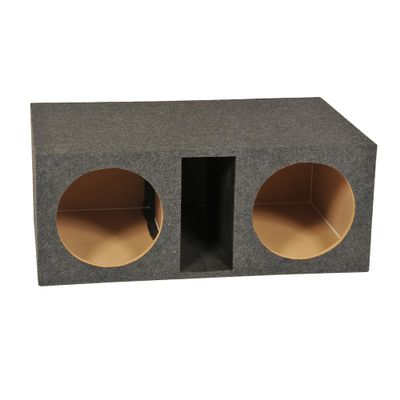 Q Power HD212VL 12 Inch Dual Vented Subwoofer Box, Heavy Duty 2-Hole Extra Large Ported Enclosure with 1-Inch MDF Front, Charcoal Grey Finish