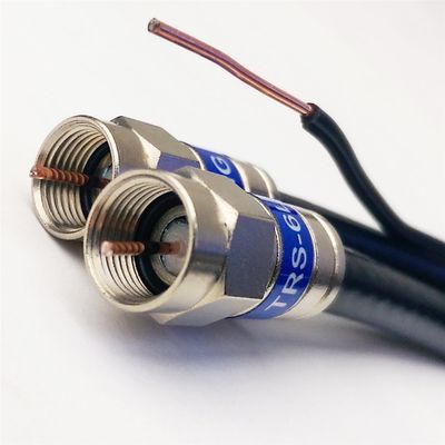 100ft DIRECTV Approved 3Ghz Aerial Dual Solid Bare Copper RG6 w/Copper Ground Messenger COAXIAL Cable 18AWG Weather Seal Brass CONNECTORS UL ETL HD Satellite Assembled in USA