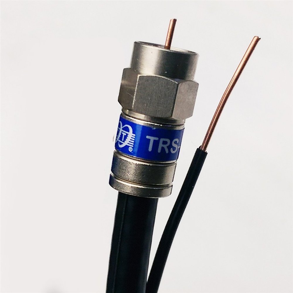 130ft Coax RG-6 Cable w/Ground Messenger 3Ghz 75 Ohm 18AWG UL ETL CM Anti-Corrosion Weather Seal Brass Compression Fittings Satellite TV & Internet Cable Assembled in USA