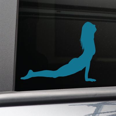 Nashville Decals Yoga Upward Dog Vinyl Decal Laptop Car Truck Bumper Window Sticker, 6.5" x 4.25", Teal