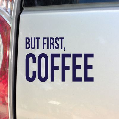 Nashville Decals But First, Coffee Vinyl Decal Laptop Car Truck Bumper Window Sticker, 7.5" x 3.75", Navy