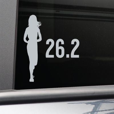 26.2 Marathon Female Vinyl Decal Laptop Car Truck Bumper Window Sticker, 5.5" x 5.5", Gray