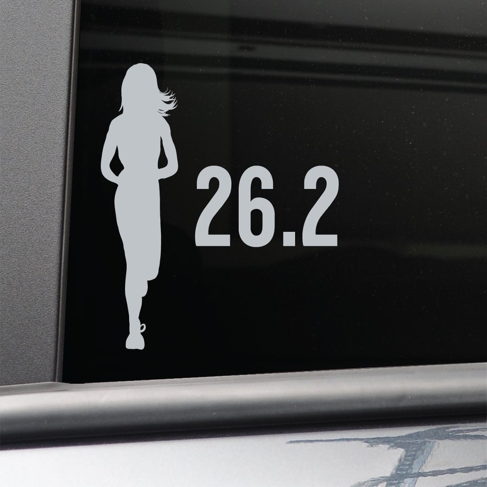 26.2 Marathon Female Vinyl Decal Laptop Car Truck Bumper Window Sticker, 5.5" x 5.5", Gray