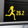 26.2 Marathon Female Vinyl Decal Laptop Car Truck Bumper Window Sticker, 7" x 4.25", Yellow view 1
