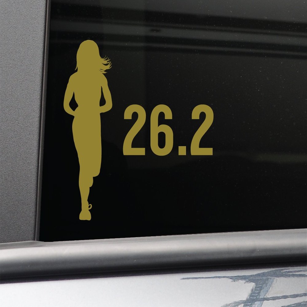 26.2 Marathon Female Vinyl Decal Laptop Car Truck Bumper Window Sticker, 5.5" x 5.5", Metallic Gold Matte