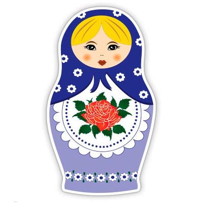 Blue Matryoshka Doll - 5" Vinyl Sticker - for Car Laptop I-Pad - Waterproof Decal