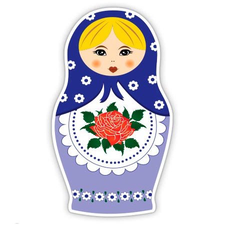 Blue Matryoshka Doll - 5" Vinyl Sticker - for Car Laptop I-Pad - Waterproof Decal