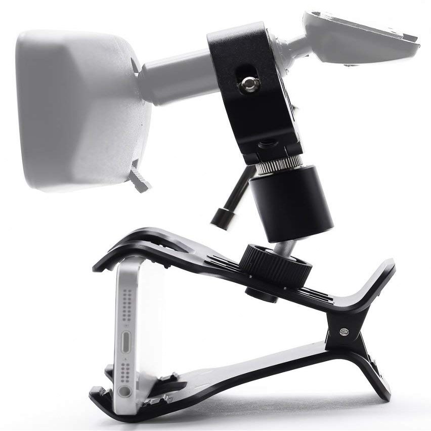 Clamptastick !- Universal Cell Phone Holder for mounting on Rearview Mirror Compatible with Mobile iOS Devices, Android Smartphone GPS and More. (Black - Version 1)