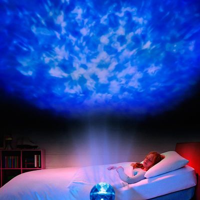 ELEOPTION Waterproof Rotating Led Night Projector Light with Double Colors Flame Lightnings Indoor Outdoor for Bedroom House Party Festival Decorations (Blue+White)