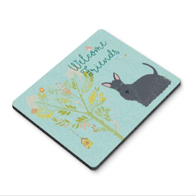 Caroline's Treasures BB7616MP Welcome Friends Scottish Terrier Mouse Pad, Hot Pad or Trivet for Home Office Gaming Working Computers Laptop Mouse Mat,Washable Large Mousepad