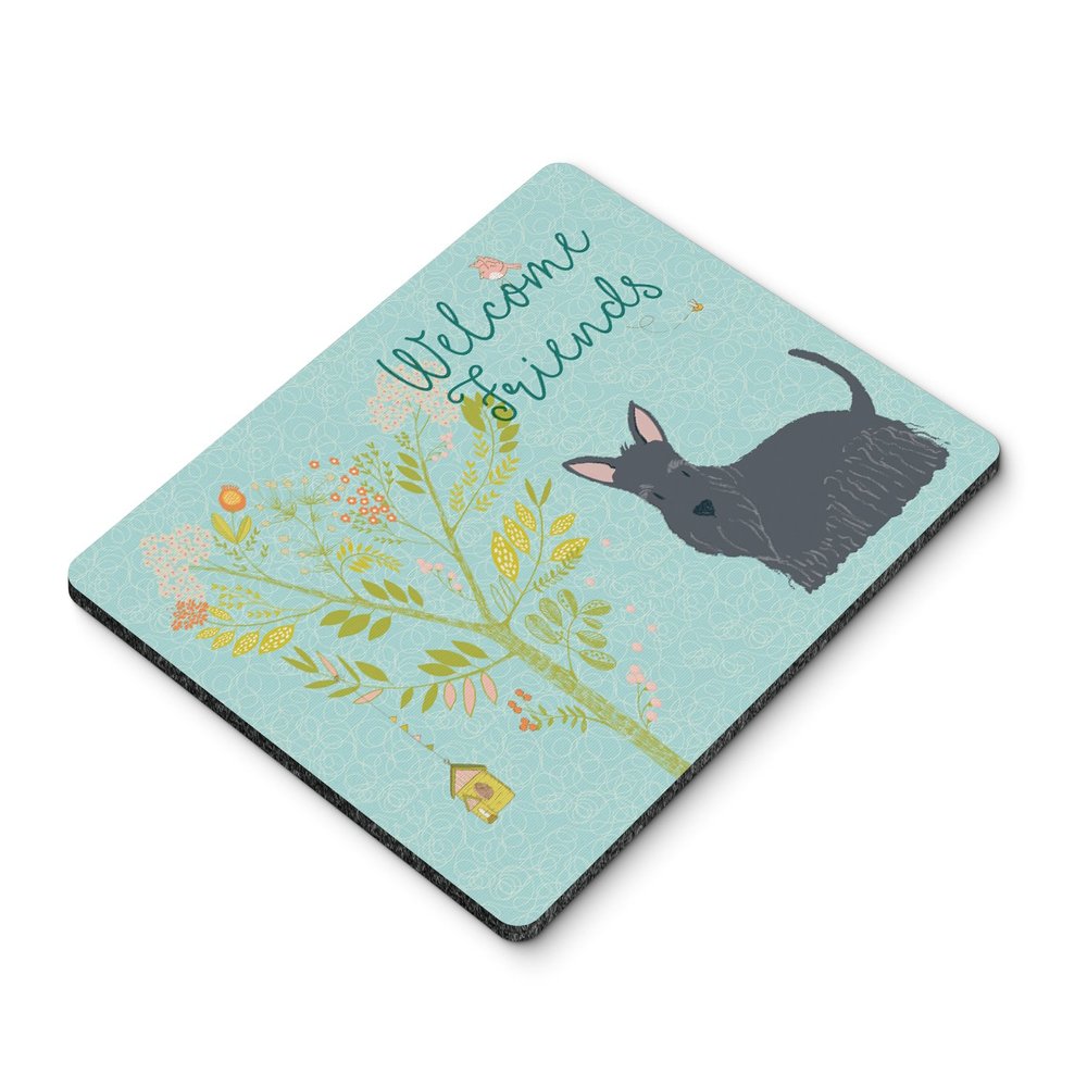 Caroline's Treasures BB7616MP Welcome Friends Scottish Terrier Mouse Pad, Hot Pad or Trivet for Home Office Gaming Working Computers Laptop Mouse Mat,Washable Large Mousepad