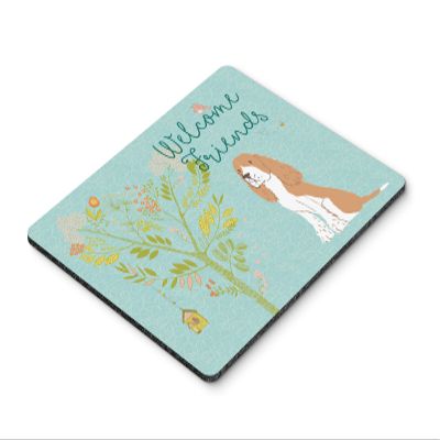 Caroline's Treasures BB7620MP Welcome Friends Gold Springer Spaniel Mouse Pad, Hot Pad or Trivet for Home Office Gaming Working Computers Laptop Mouse Mat,Washable Large Mousepad