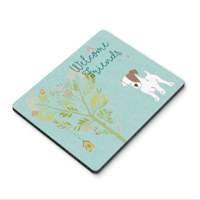 Caroline's Treasures BB7637MP Welcome Friends Jack Russell Terrier Puppy Mouse Pad, Hot Pad or Trivet for Home Office Gaming Working Computers Laptop Mouse Mat,Washable Large Mousepad
