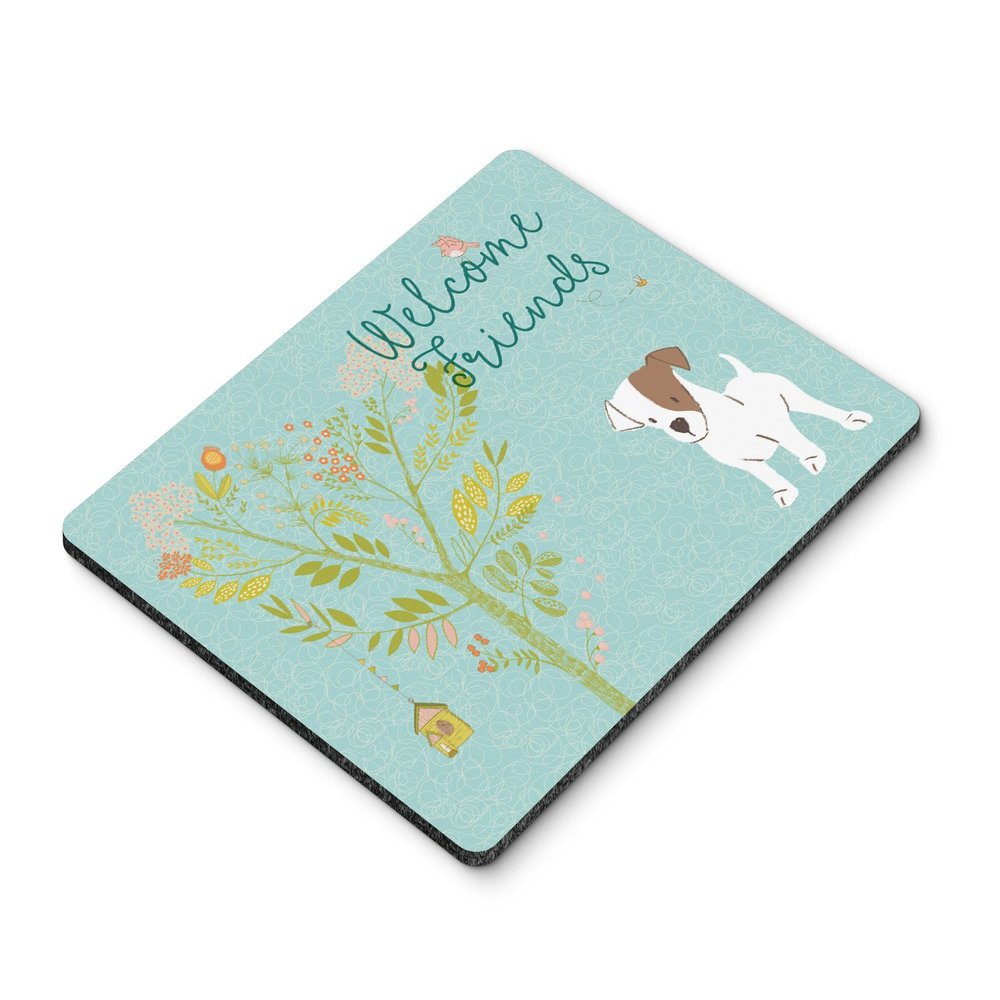 Caroline's Treasures BB7637MP Welcome Friends Jack Russell Terrier Puppy Mouse Pad, Hot Pad or Trivet for Home Office Gaming Working Computers Laptop Mouse Mat,Washable Large Mousepad