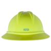 MSA 10168461 V-Gard 500 Full-Brim Hard Hat With 6-Point Fas-Trac III Ratchet Suspension | Polyethylene Shell, Impact Protection, Self Adjusting Crown Straps - Standard Size in Hi-Viz Yellow-Green view 4
