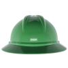 MSA 10168438 V-Gard 500 Full-Brim Hard Hat With 6-Point Fas-Trac III Ratchet Suspension | Polyethylene Shell, Superior Impact Protection, Self Adjusting Crown Straps - Standard Size in Green view 4