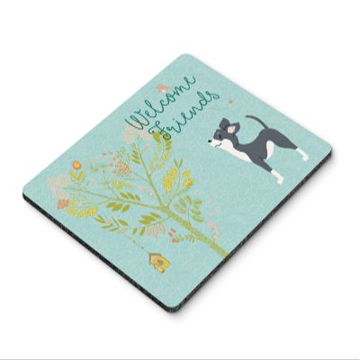 Caroline's Treasures BB7627MP Welcome Friends Black White Chihuahua Mouse Pad, Hot Pad or Trivet for Home Office Gaming Working Computers Laptop Mouse Mat,Washable Large Mousepad