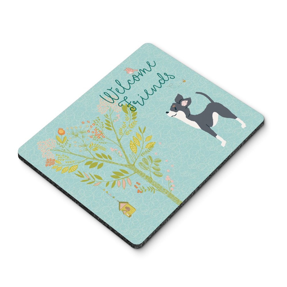 Caroline's Treasures BB7627MP Welcome Friends Black White Chihuahua Mouse Pad, Hot Pad or Trivet for Home Office Gaming Working Computers Laptop Mouse Mat,Washable Large Mousepad