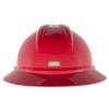 MSA 10168437 V-Gard 500 Full-Brim Hard Hat With 6-Point Fas-Trac III Ratchet Suspension | Polyethylene Shell, Superior Impact Protection, Self Adjusting Crown Straps - Standard Size in Red view 4