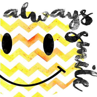 Always Smile Print 24x36 Inch Print, Happy Face Dcor, Motivational Poster, Always Smile Inpirtational Quotes, Inspiration for Kids, Cute Dcor for Kids, Yellow Chevron, Happy Design