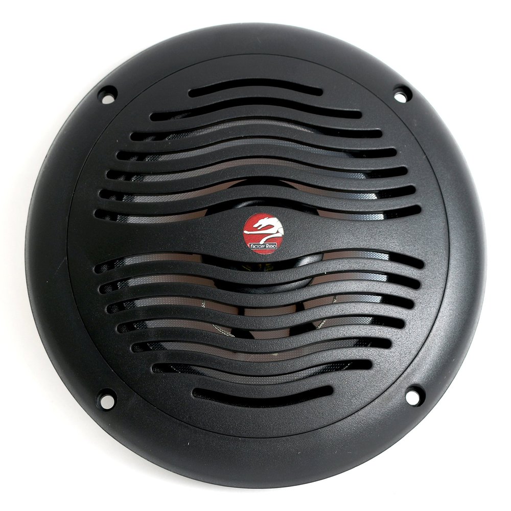 6 1/2" 2-Way Waterproof Black Marine Speaker - 6.5 Inch Integral Grill RV Boat