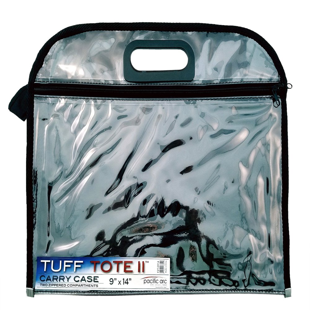 9" x 14" Black Carrying Case w/Handle: Clear Front