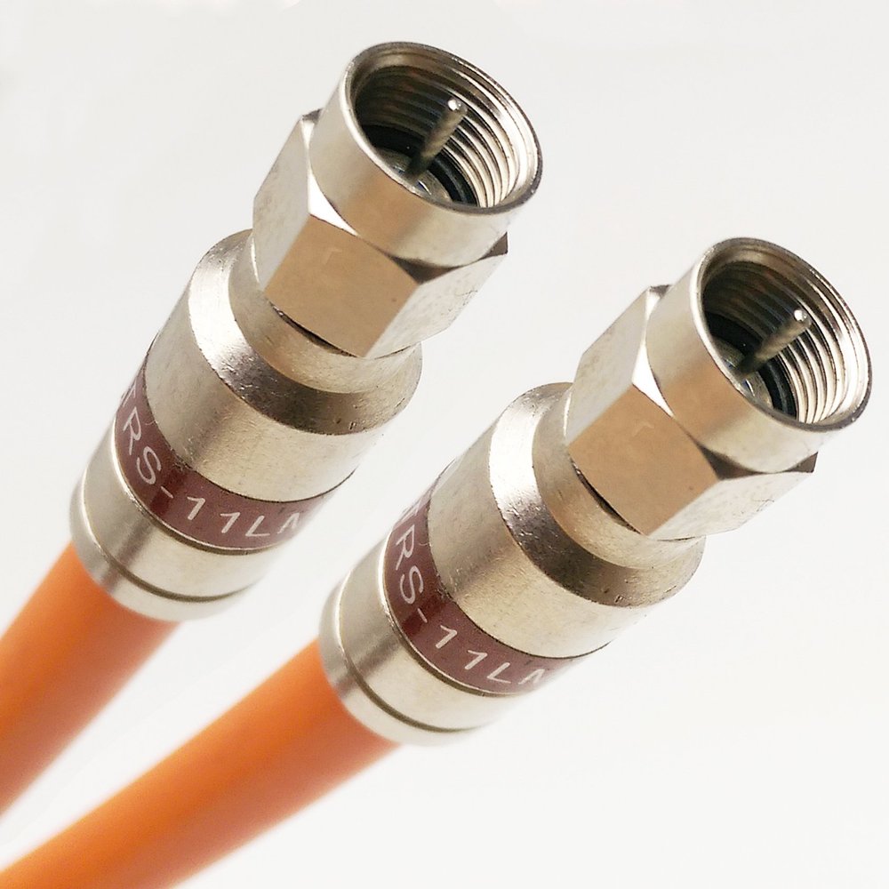 100ft 3X Shields 14AWG 75 Ohm Gel Coated Braid Direct Burial Underground RG-11 Coax HD Cable TV Antenna Weather Seal All Brass CONNECTORS UL ETL Cut to Order Assembled in USA