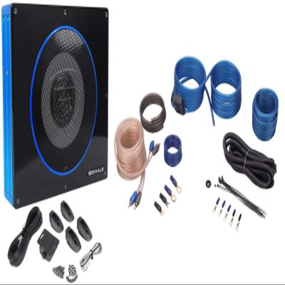 Rockville RW8CA Bundle: 8 in 600-Watt Low Profile Under-Seat Powered Car Subwoofer, RWK10 10-Gauge Complete Amplifier Installation Kit with 100% Copper RCA and ANL Fuse Holder, 2-Items