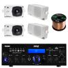 Pyle PDA6BU 200-Watt Bluetooth Home Stereo Receiver, 4X Pyle 3.5'' 200 Watt 3-Way Weather Proof Mini Box Speaker System (White), Enrock Audio 16-Gauge 50 Foot Speaker Wire view 1