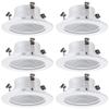 4 Inch Light White Stepped Baffle Trim - for 4" Recessed Can, Fits Halo/Juno Remodel Housing, Four Bros Lighting SB4/WHT, 6 Pack (White) view 1