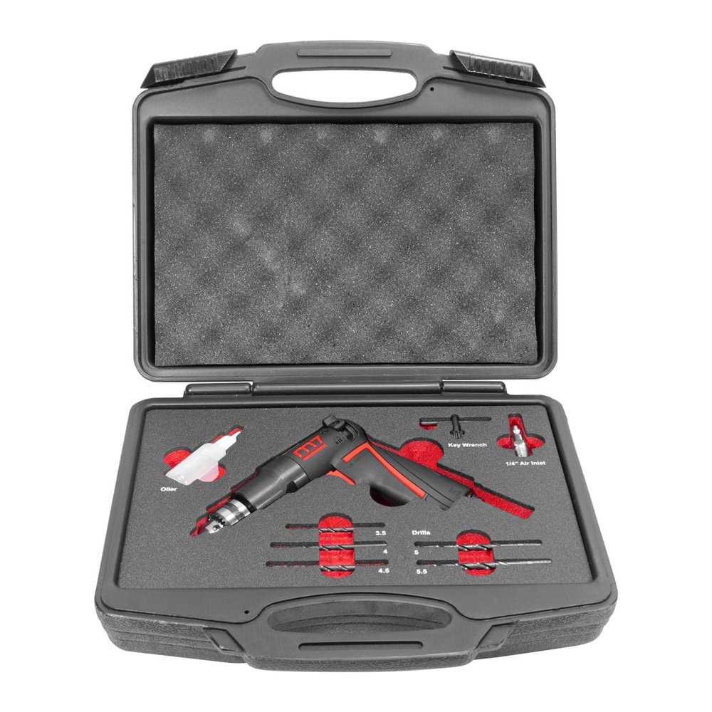 M7 1/4"" Pneumatic Drill Reversible Tool Kit with 5 Metric Drill Bits (QE-323N)
