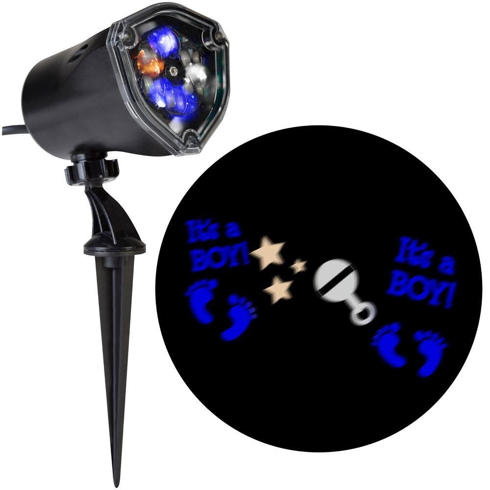11.81 Inch LED Light Projection Whirl-A-Motion It's A Boy/Little Feet/Stars/Rattle Light Stake