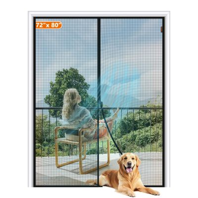MAGZO Magnetic Screen Door Fits Door Size 72"x80", Hands-Free Mesh Gray