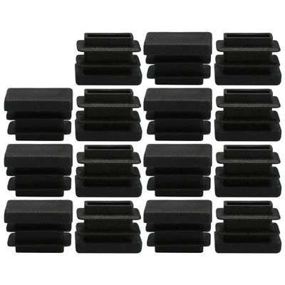 uxcell Plastic Home Rectangle Chair Desk Leg Foot Cover Tube Insert 20mm x 10mm 15pcs Black