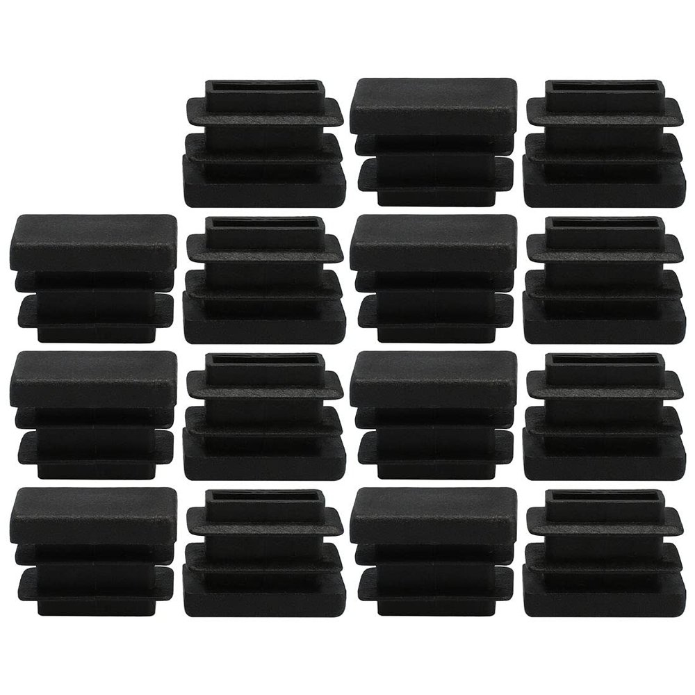 uxcell Plastic Home Rectangle Chair Desk Leg Foot Cover Tube Insert 20mm x 10mm 15pcs Black