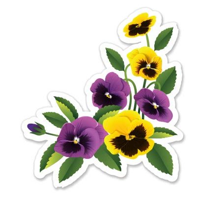 Pansies - 3" Vinyl Sticker - for Car Laptop I-Pad Phone Helmet Hard Hat - Waterproof Decal