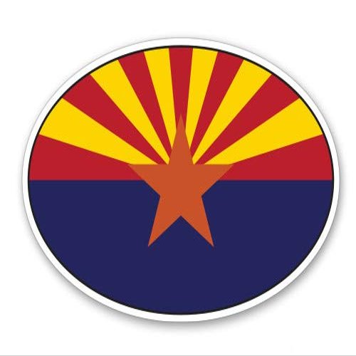 Arizona State Flag Oval - 5" Vinyl Sticker - for Car Laptop I-Pad - Waterproof Decal