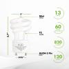 KOR 4-Pack 13W GU24 Base CFL Light Bulbs, 60W Equivalent, Warm White 2700K view 2