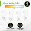 KOR 4-Pack 13W GU24 Base CFL Light Bulbs, 60W Equivalent, Warm White 2700K view 3