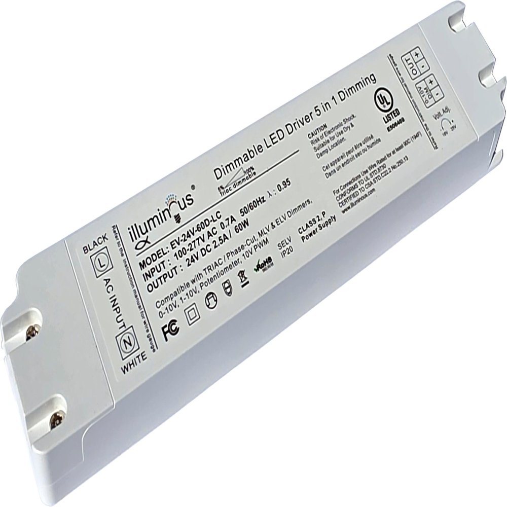 illuminous 24V 60W Dimmable LED Driver Transformer UL Approved