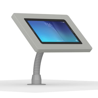 VidaMount Light Grey Enclosure and Flexible Desk/Wall Surface Mount [Bundle] Compatible with Samsung Galaxy Tab E 9.6