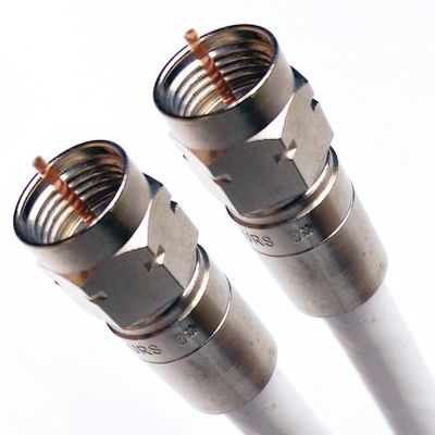 PHAT SATELLITE INTL 12ft White Quad Shield RG6 Coax 3GHz CL2 UV Resistance Jacket Indoor Outdoor Digital Satellite Cable 18AWG 75 Ohm Anti-Corrosion Nickel Compression Connectors Assembled in USA