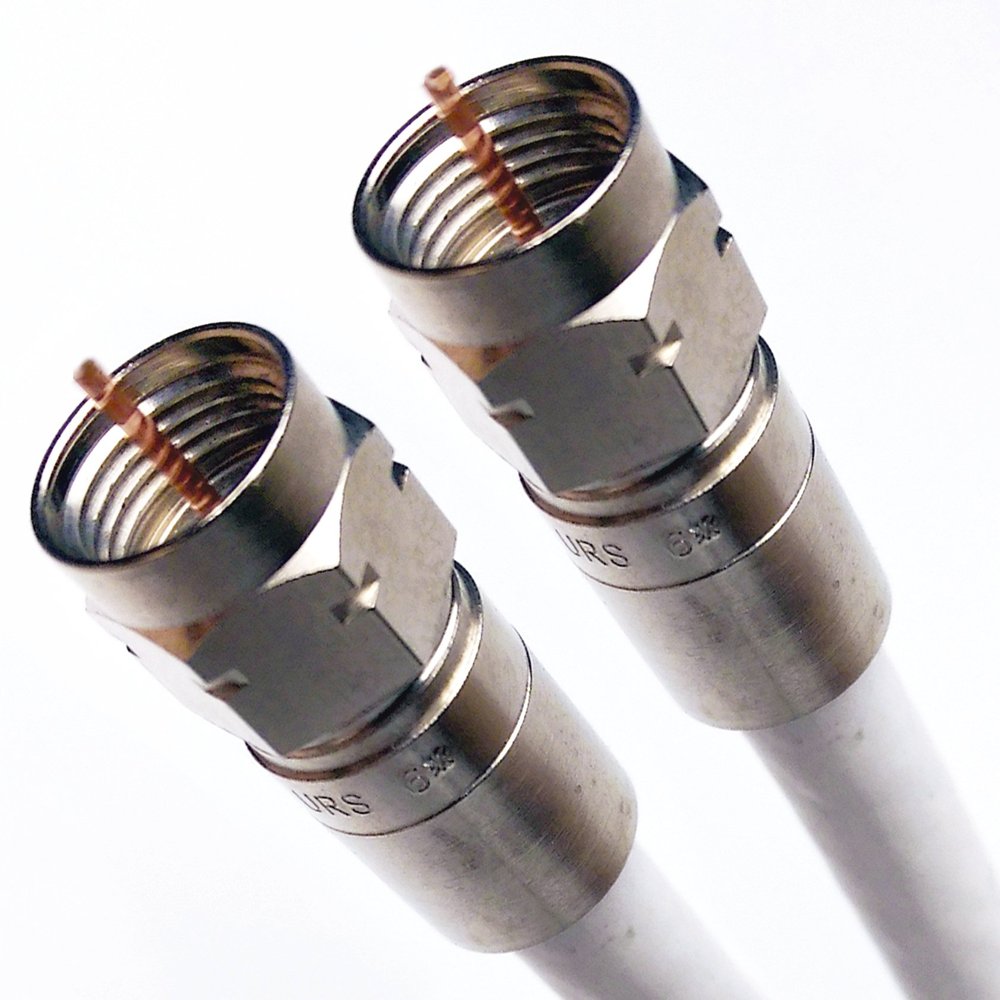 PHAT SATELLITE INTL 12ft White Quad Shield RG6 Coax 3GHz CL2 UV Resistance Jacket Indoor Outdoor Digital Satellite Cable 18AWG 75 Ohm Anti-Corrosion Nickel Compression Connectors Assembled in USA